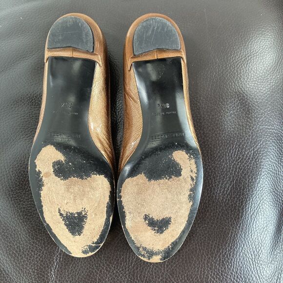 MARC JACOBS BRASS GOLD Metallic Pumps with bow Kitten Heel Shoes SZ 36 1/2 - Picture 4 of 6